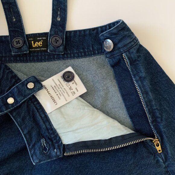 Lee Denim Jean Short Skirt Suspender Overalls Prep Western Coastal Cowgirl Boho - Picture 6 of 13